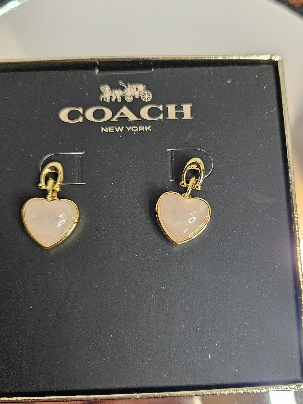 NWT COACH PINK HEART EARRINGS - Picture 2 of 4